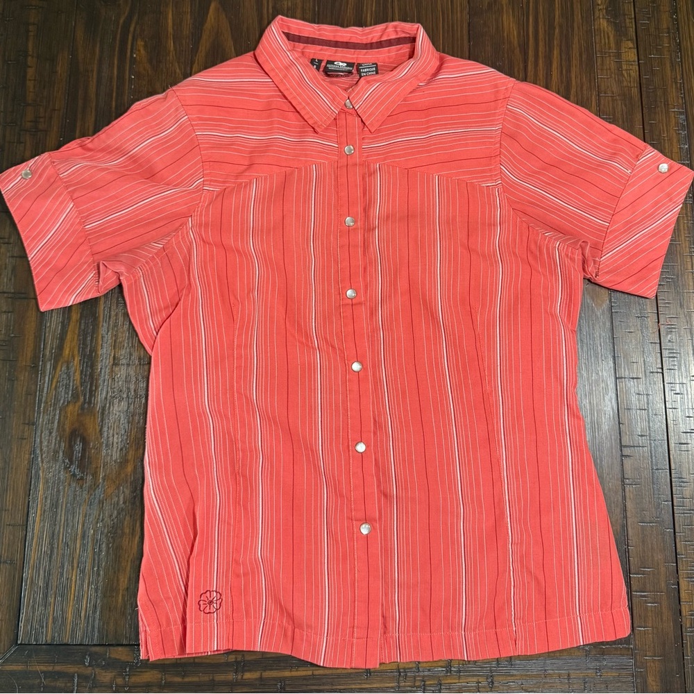 Outdoor Research Coral/Red Striped Button-Down Shirt